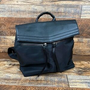 BOTKIER New York Black Mini Trigger Backpack Adjustable Straps Nylon Leather Bag